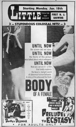 Press ad for 'Body of a Female'